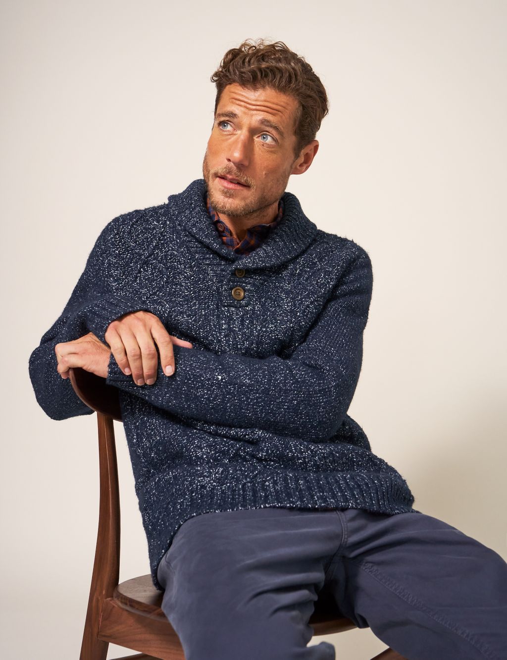 Cable Shawl Collar Jumper with Merino Wool image 1