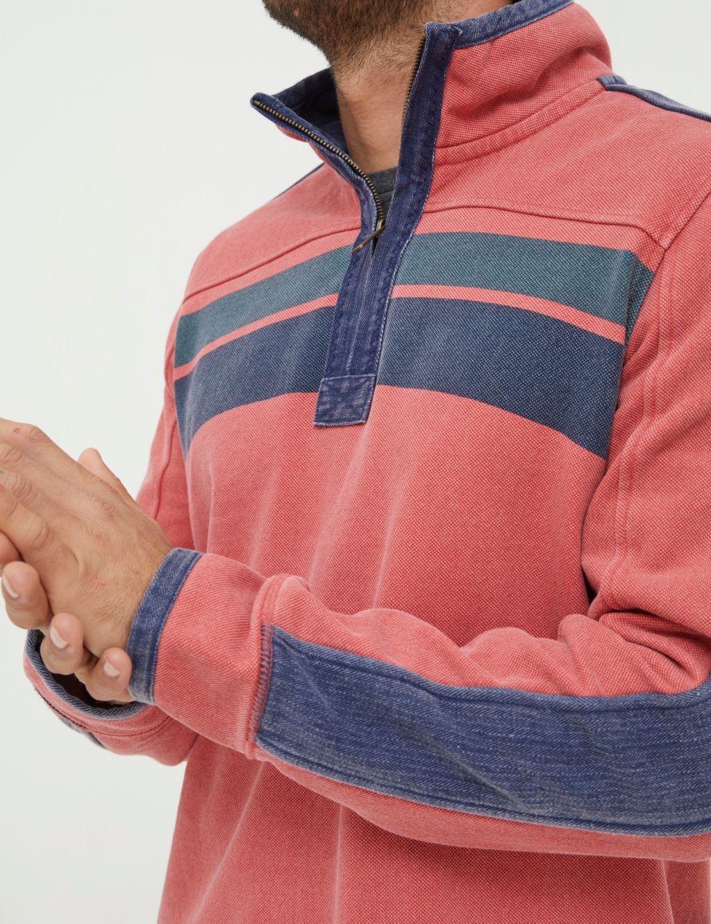 Pure Cotton Striped Half Zip Sweatshirt image 5