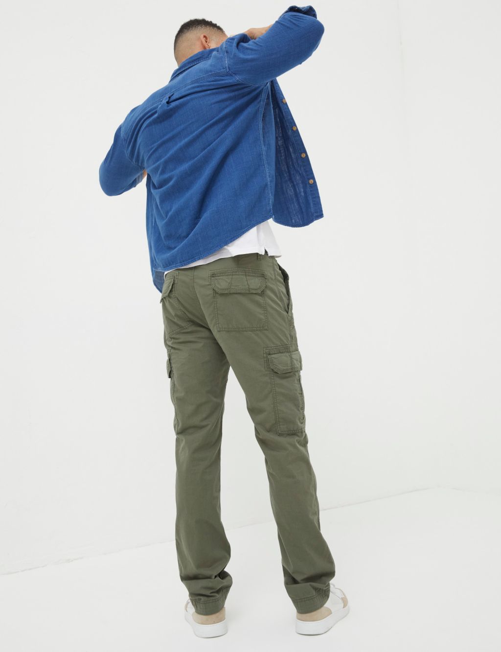 Pure Cotton Straight Fit Cargo Trousers image 4