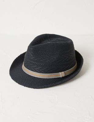 Fatface Mens Textured Trilby - Navy, Navy