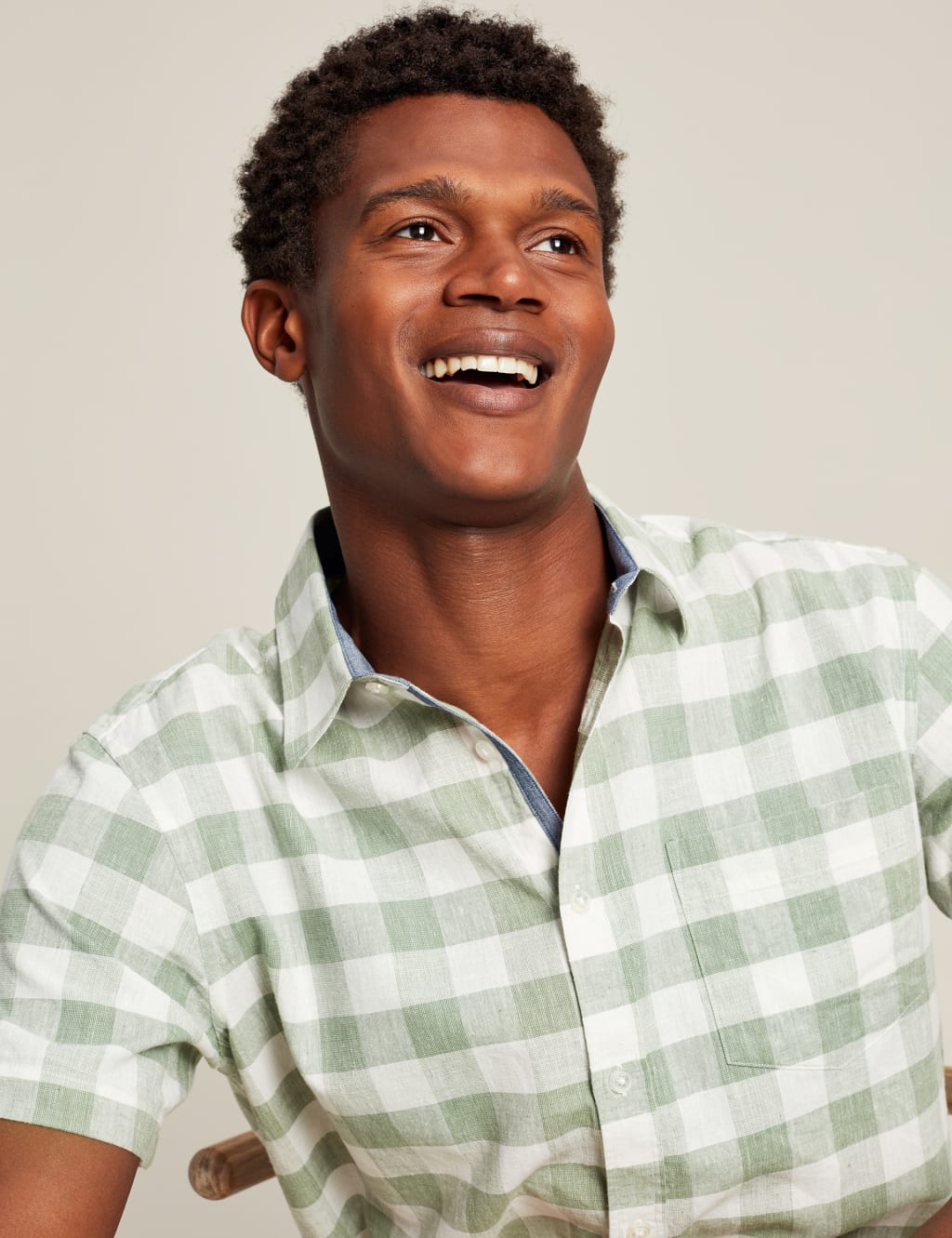 Linen Blend Check Oxford Shirt image 3