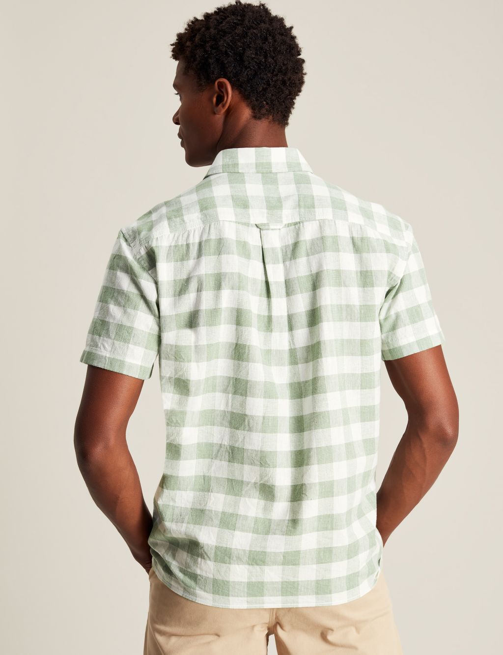 Linen Blend Check Oxford Shirt image 5