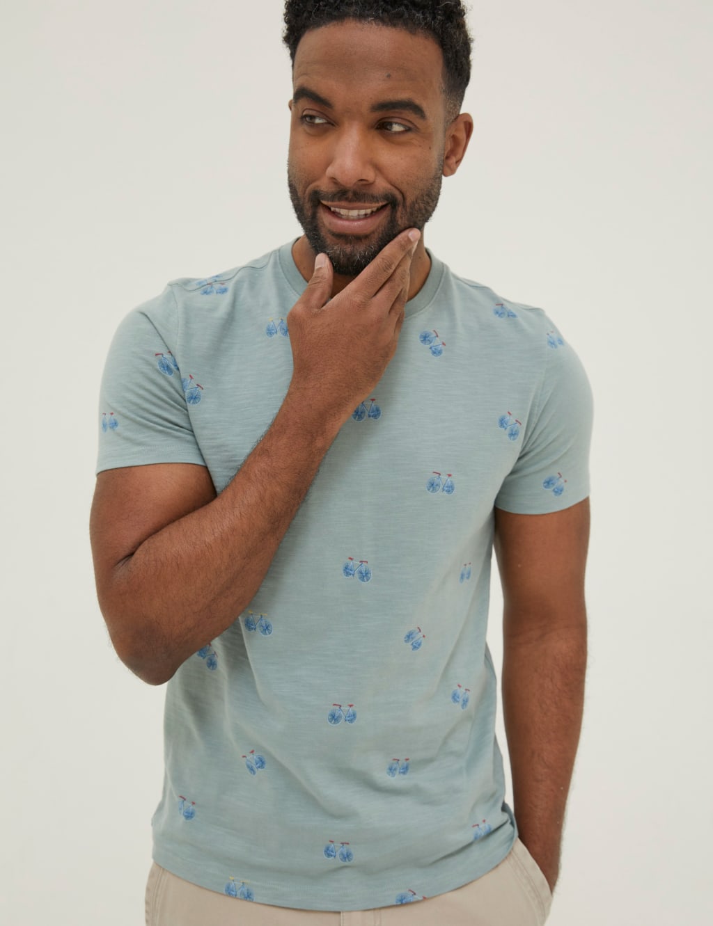 Pure Cotton Bike Print Crew Neck T-Shirt image 1