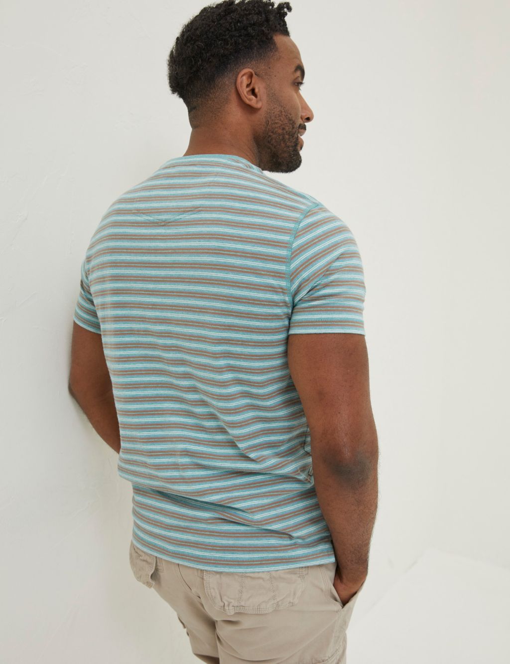 Pure Cotton Striped Crew Neck T-Shirt image 2