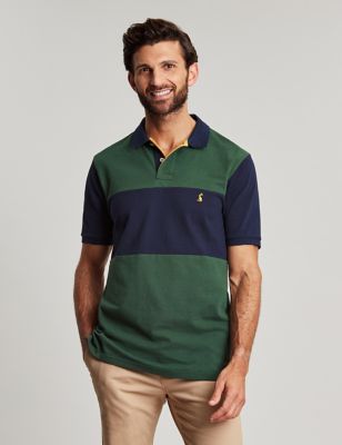 Joules Mens Pure Cotton Colour Block Polo Shirt - Green Mix, Green Mix