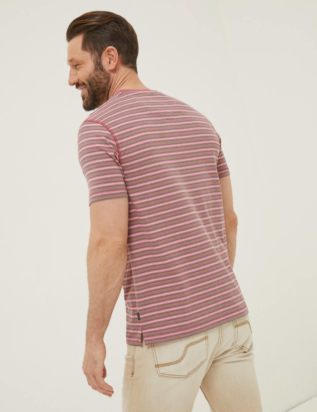Pure Cotton Striped Crew Neck T-Shirt image 2