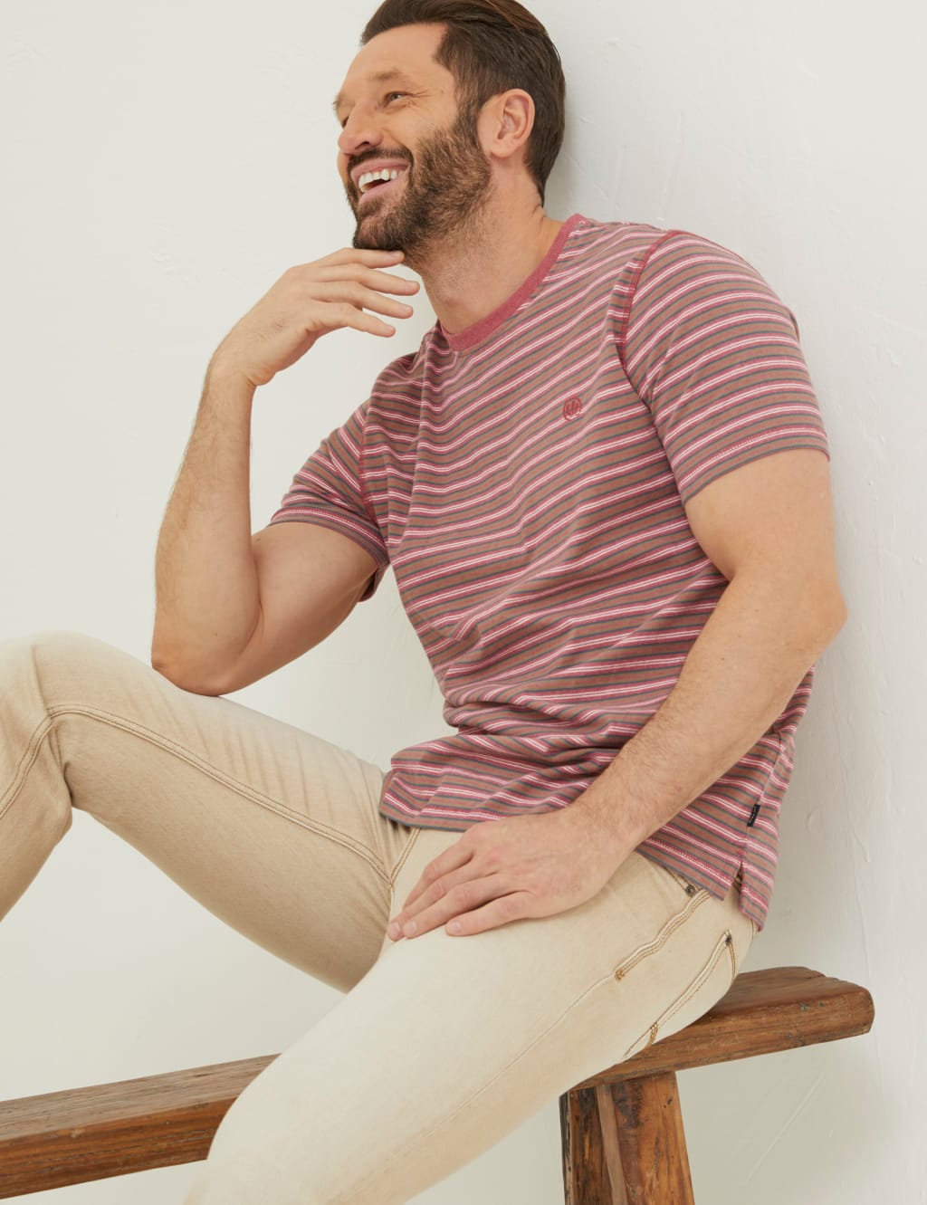 Pure Cotton Striped Crew Neck T-Shirt image 4