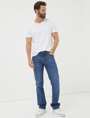 Fatface Mens Straight Fit Pure Cotton 5 Pocket Jeans - 30LNG - Blue, Blue,Indigo,Black