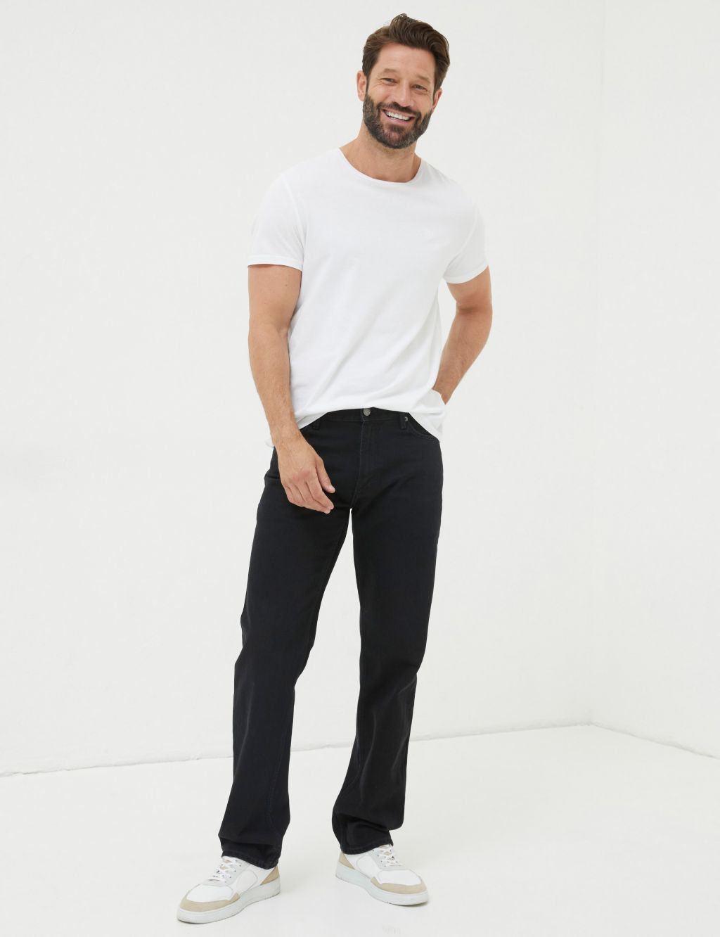 Straight Fit Pure Cotton 5 Pocket Jeans image 1