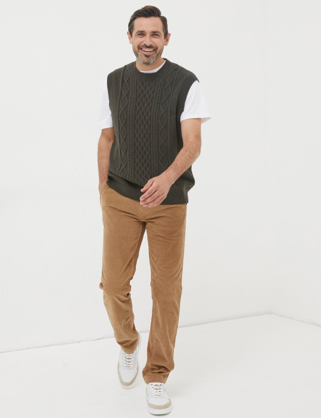 Straight Fit Corduroy Trousers image 1