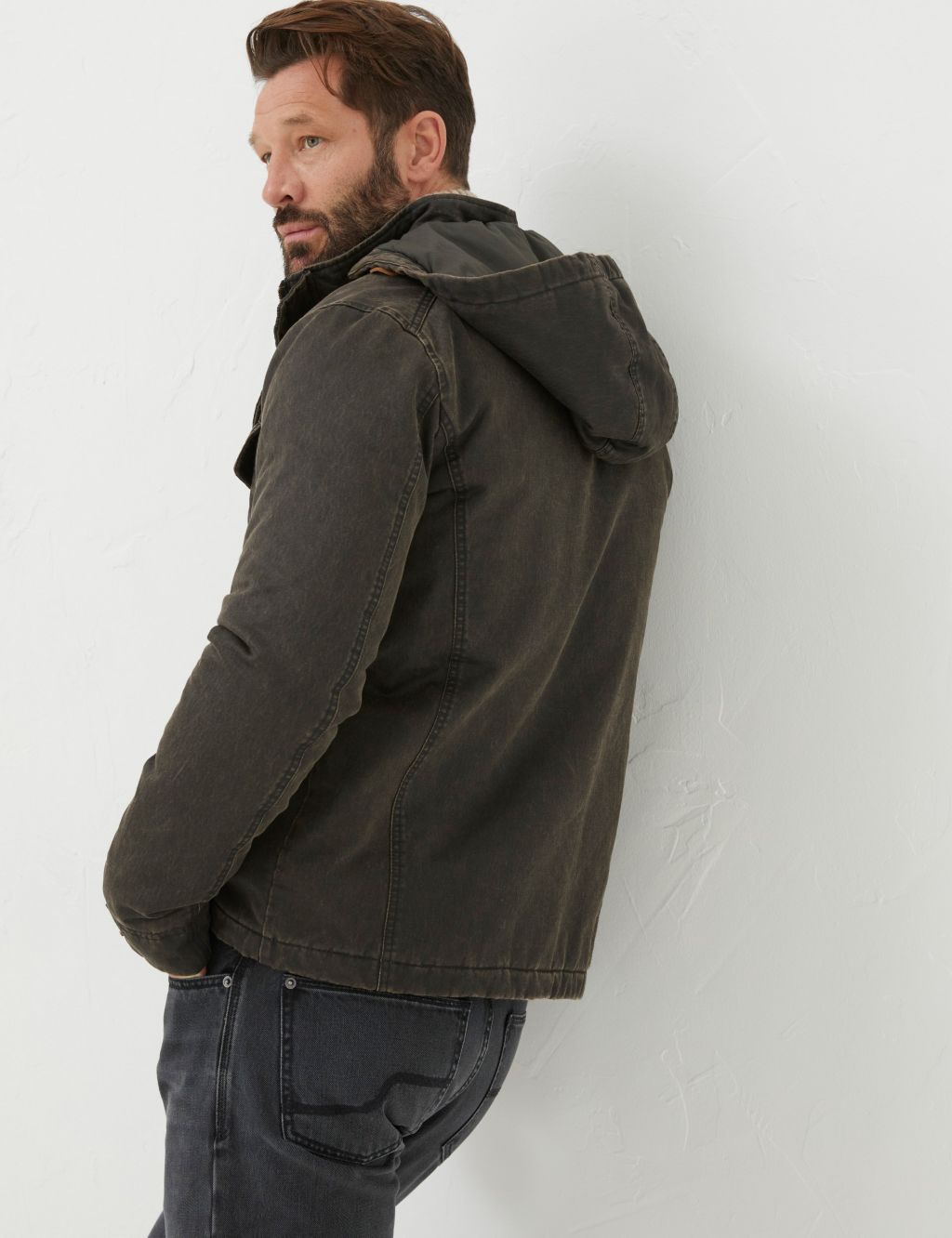 Cotton Rich Hooded Padded Utility Jacket image 3