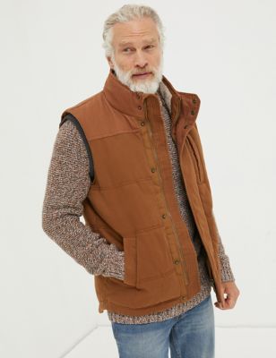 Fatface Mens Pure Cotton Padded Gilet - MREG - Brown, Brown