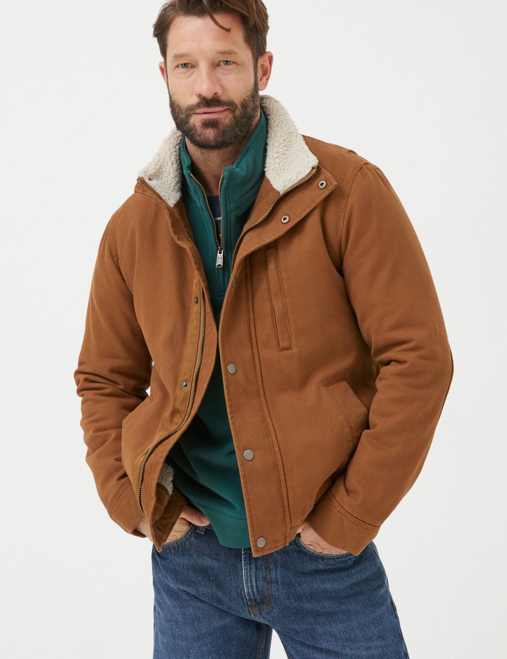 Pure Cotton Borg Lined Canvas Utility Jacket