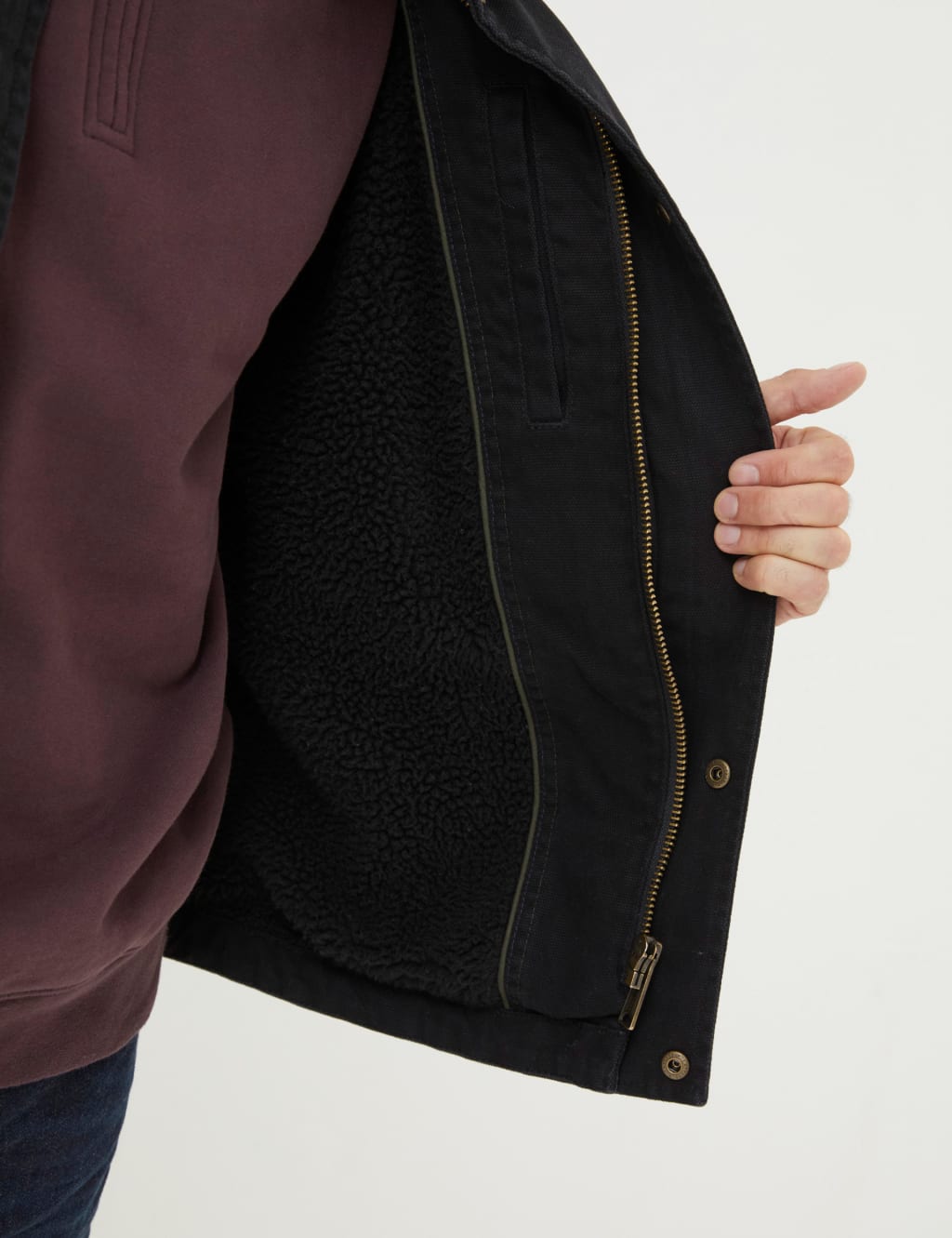 Pure Cotton Borg Lined Canvas Utility Jacket image 4