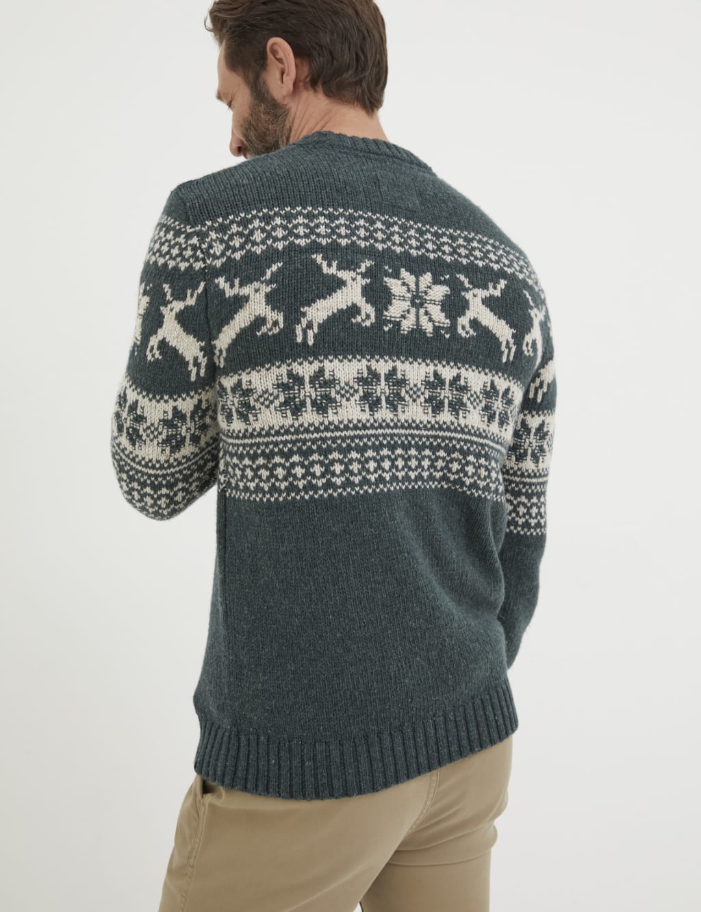 Wool Blend Fair Isle Crew Neck Jumper image 3