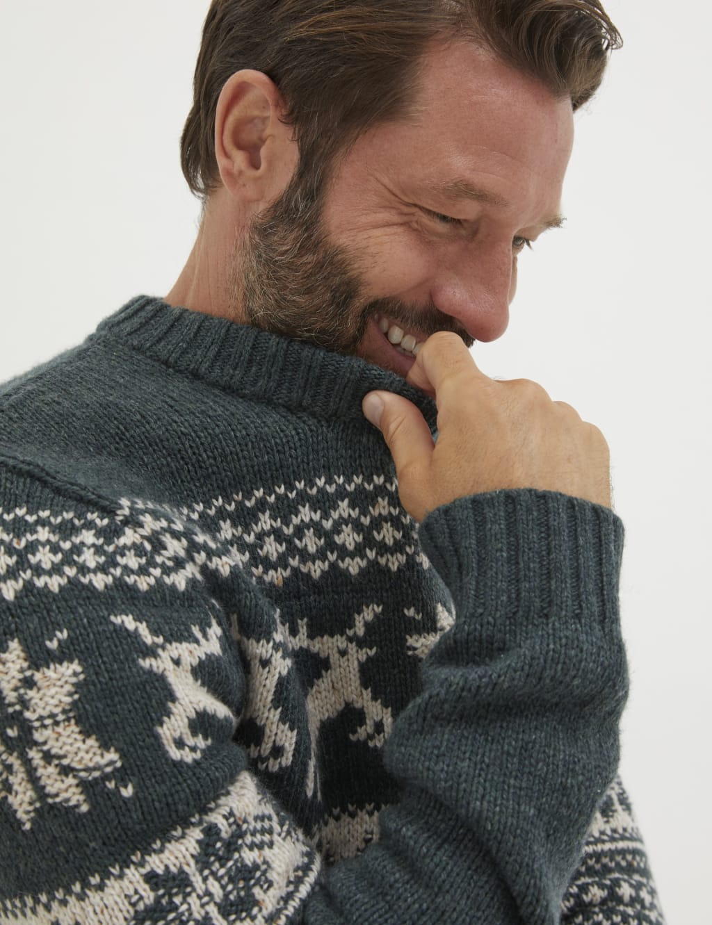 Wool Blend Fair Isle Crew Neck Jumper image 4
