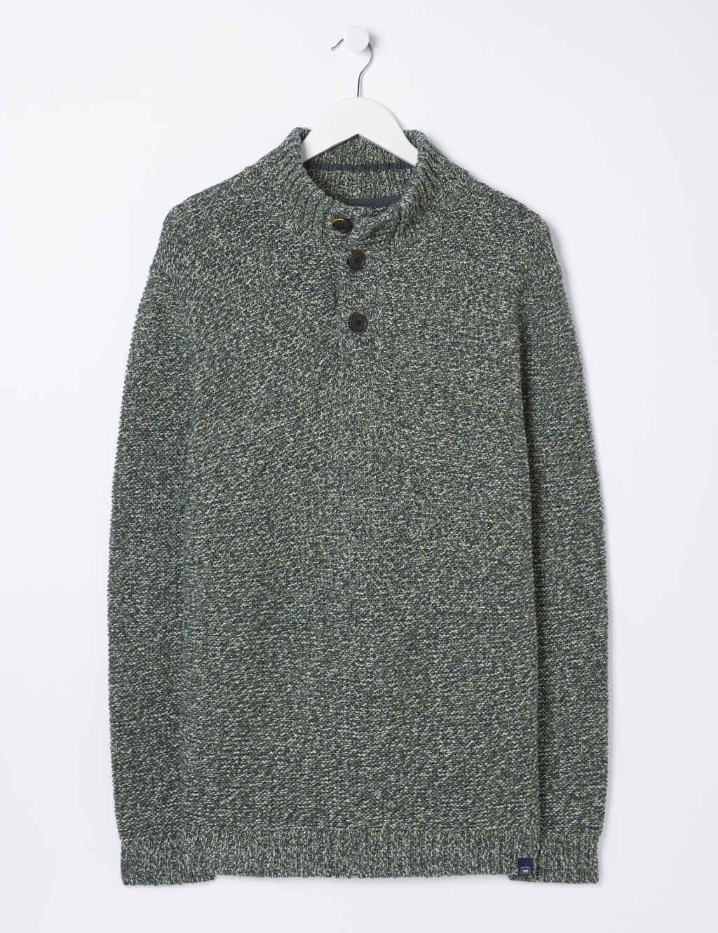 Cotton Rich High Neck Jumper with Wool image 2