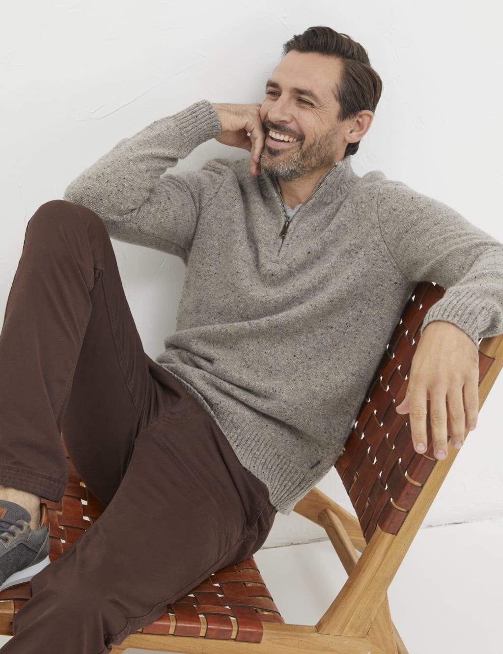 Lambswool Rich Textured Half Zip Jumper image 1