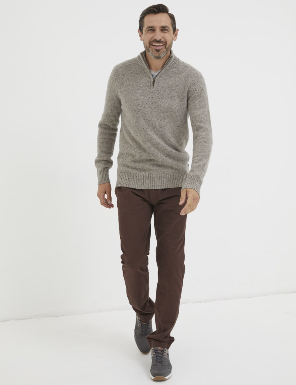 Lambswool Rich Textured Half Zip Jumper image 3