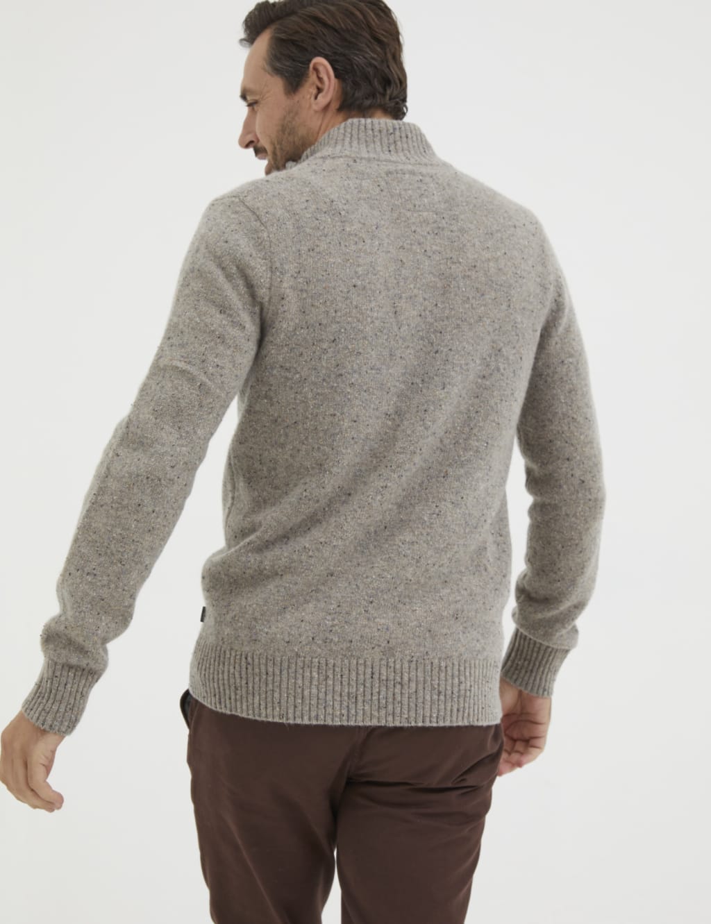 Lambswool Rich Textured Half Zip Jumper image 4