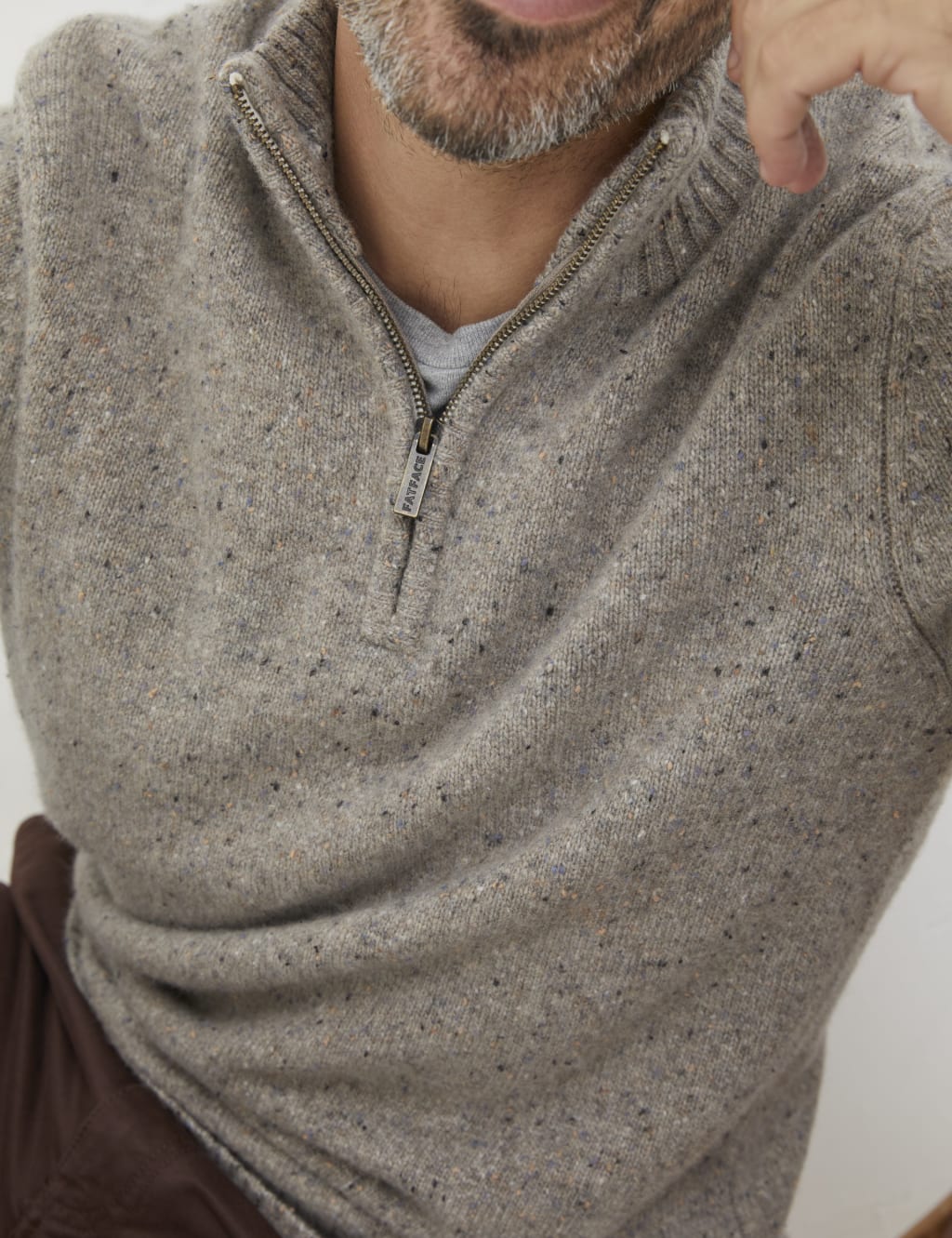Lambswool Rich Textured Half Zip Jumper image 5