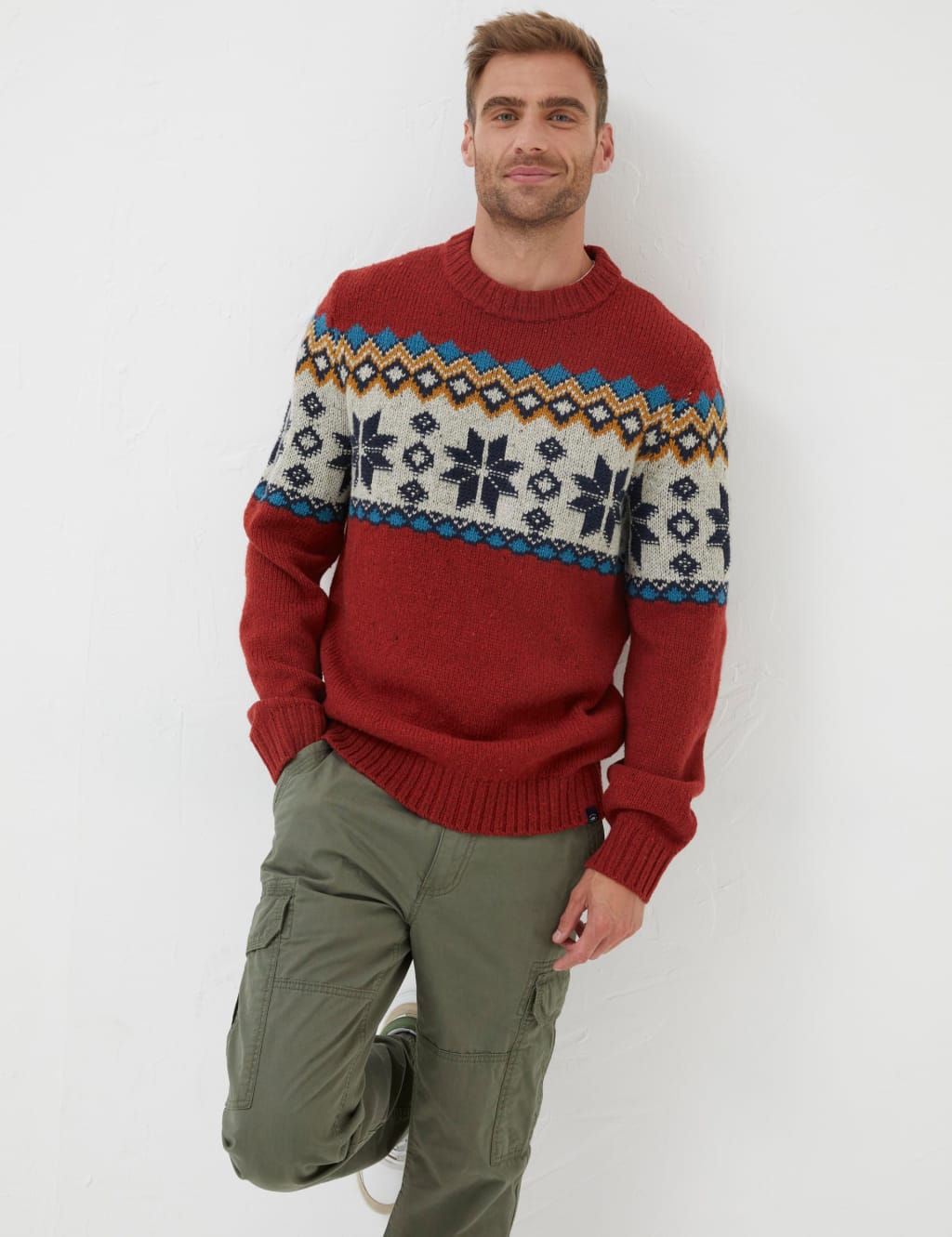 Wool Blend Fair Isle Crew Neck Jumper image 1