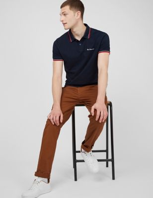 M&S Ben Sherman Mens Pure Cotton Pique Tipped Polo Shirt