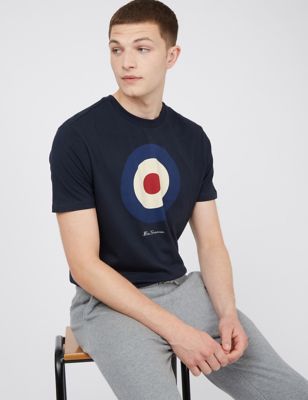 M&S Ben Sherman Mens Pure Cotton Target Graphic T-Shirt