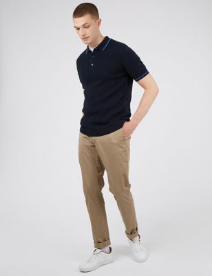 M&S Ben Sherman Mens Pure Cotton Short Sleeve Knitted Polo Shirt