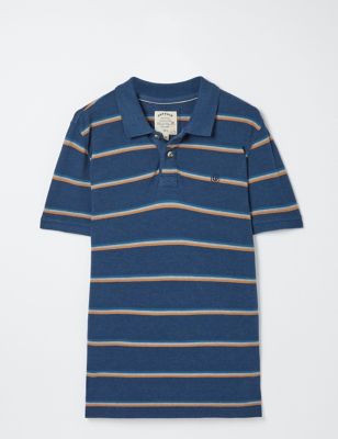 M&S Fatface Mens Cotton Rich Pique Striped Polo Shirt
