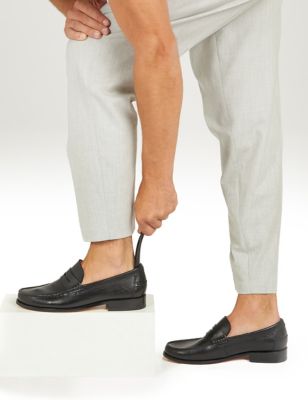 Jones Bootmaker Men's Leather Slip-On Loafers - 7 - Black, Black