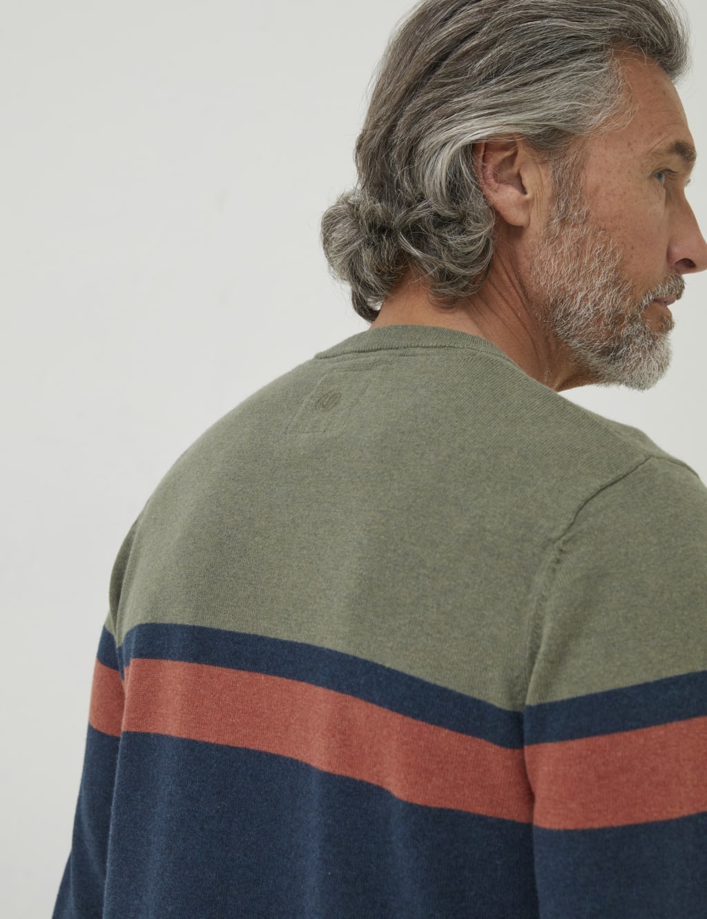 Cotton Rich Block Stripe Crew Neck Jumper image 2