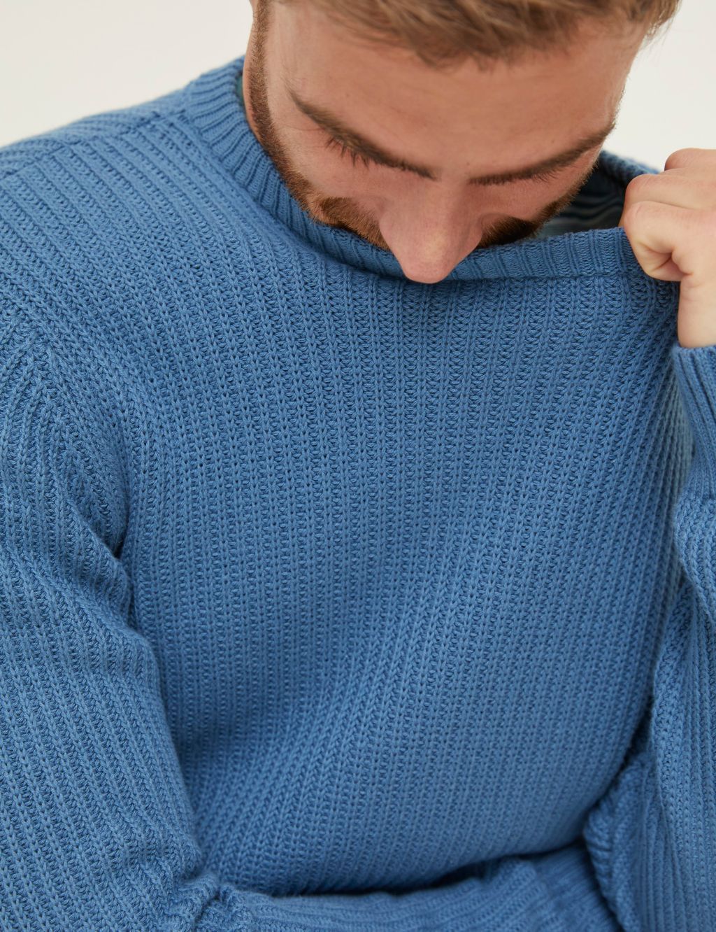 Pure Cotton Ribbed Crew Neck Jumper image 4
