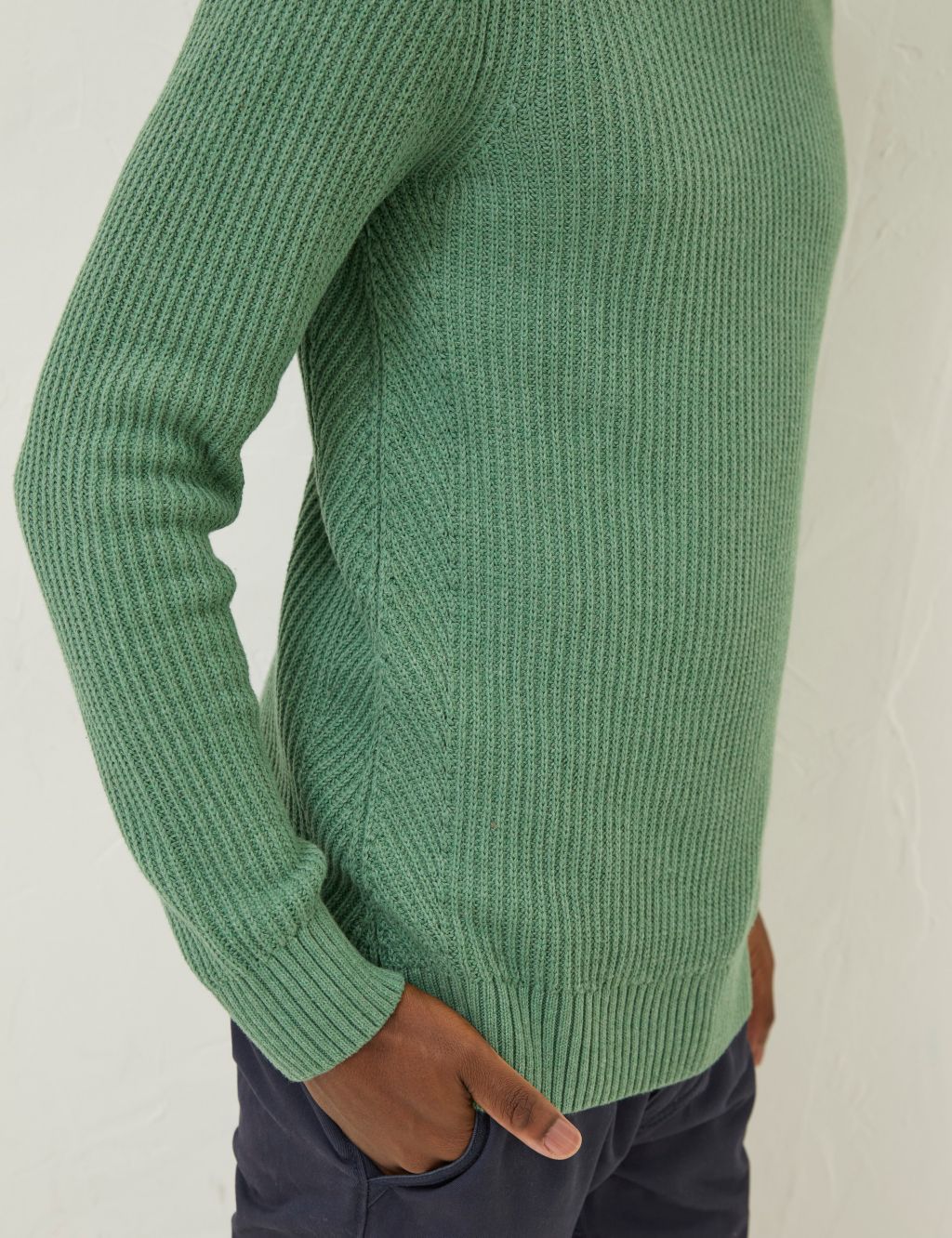 Pure Cotton Ribbed Crew Neck Jumper image 4