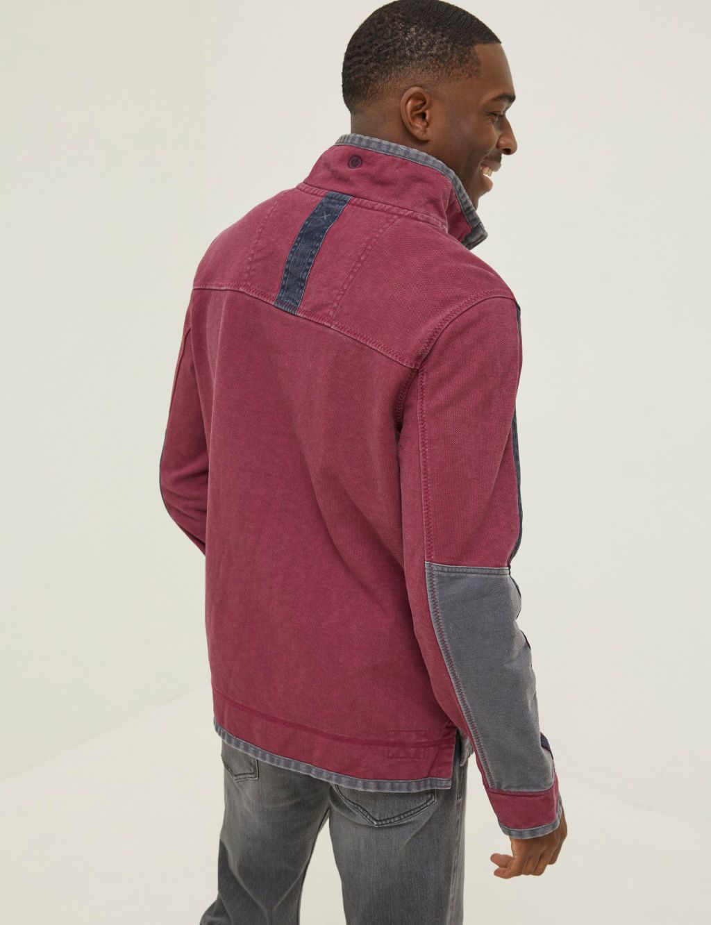 Cotton Rich Striped Half Zip Sweatshirt image 3