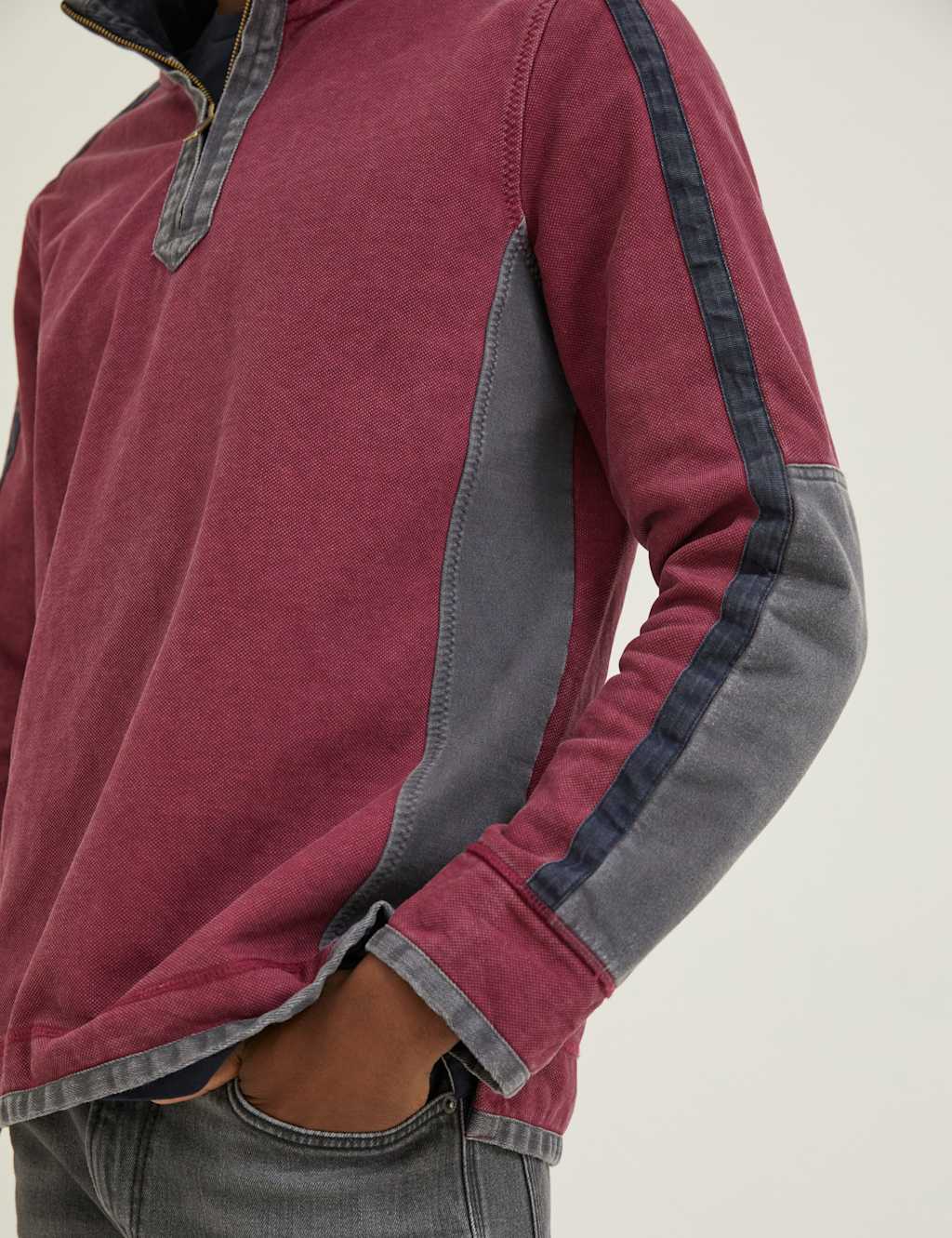 Cotton Rich Striped Half Zip Sweatshirt image 4