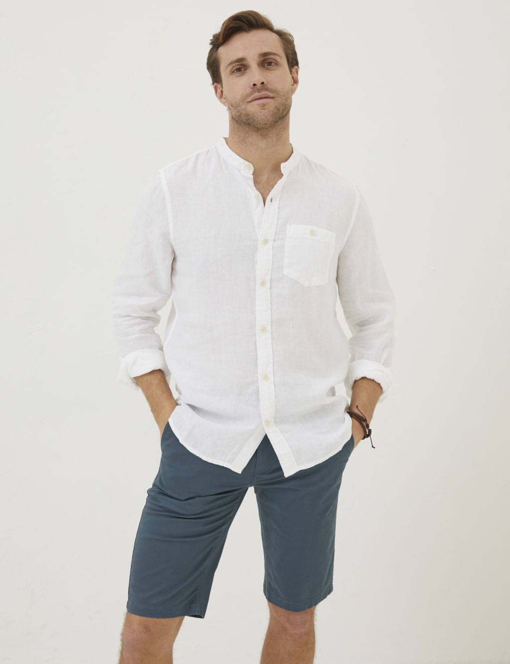 Pure Linen Grandad Collar Shirt image 1