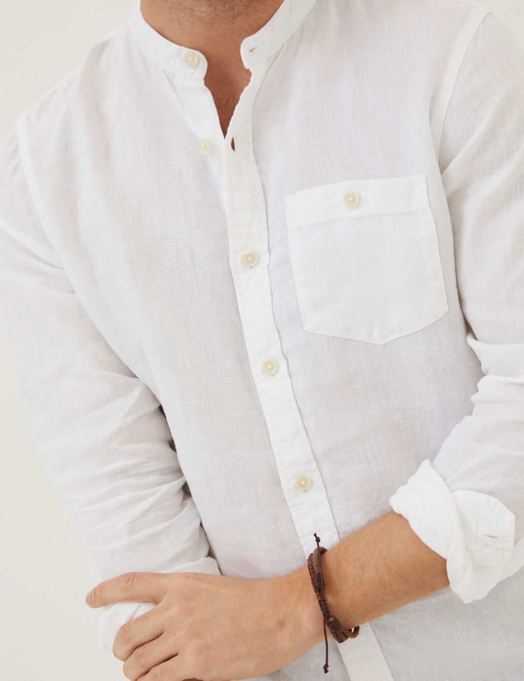 Pure Linen Grandad Collar Shirt image 4