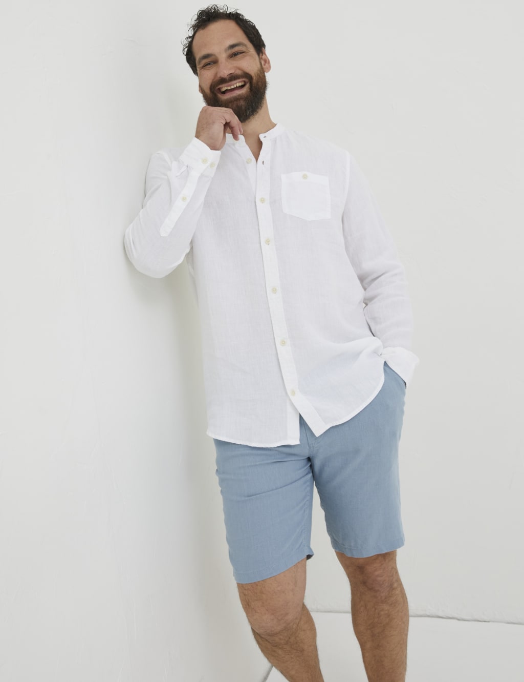 Pure Linen Grandad Collar Shirt image 5