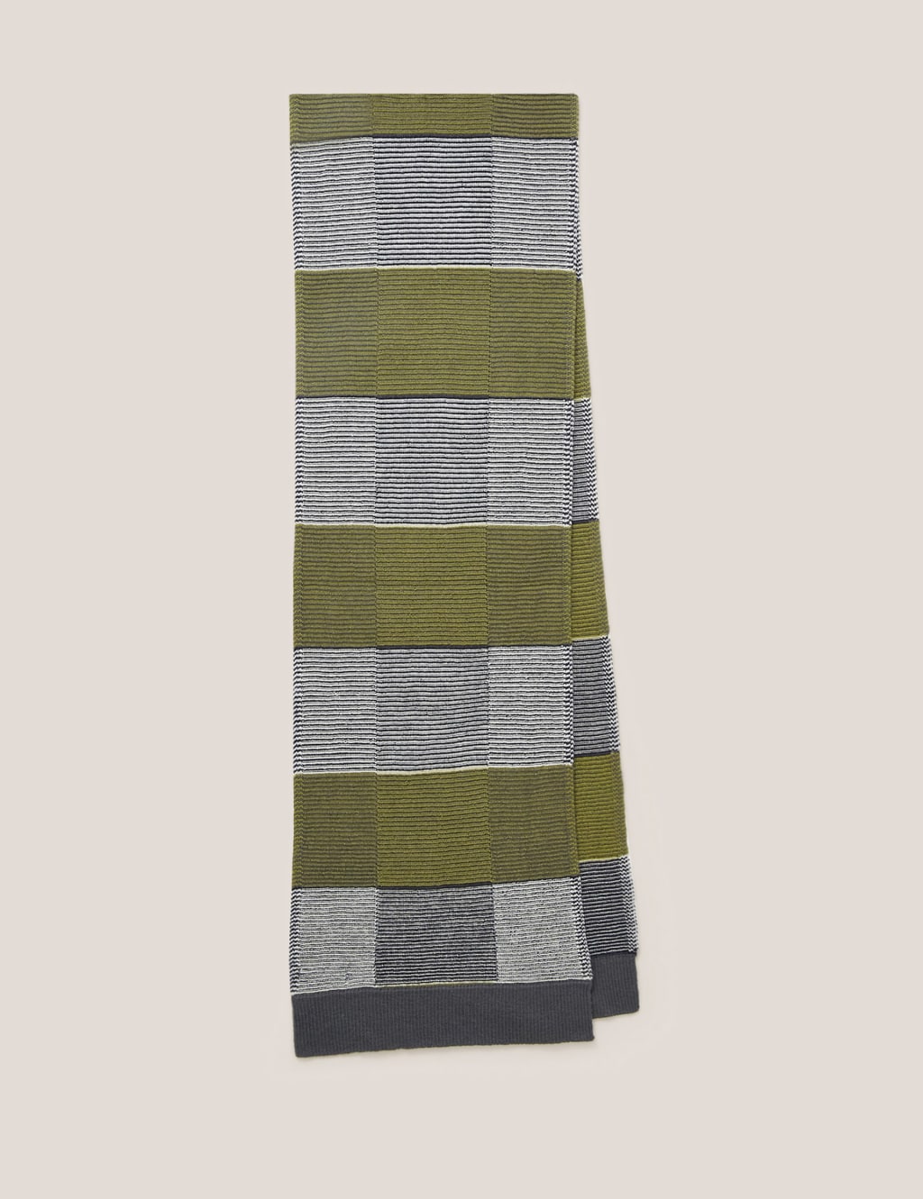 Merino Wool Knitted Checked Scarf image 3