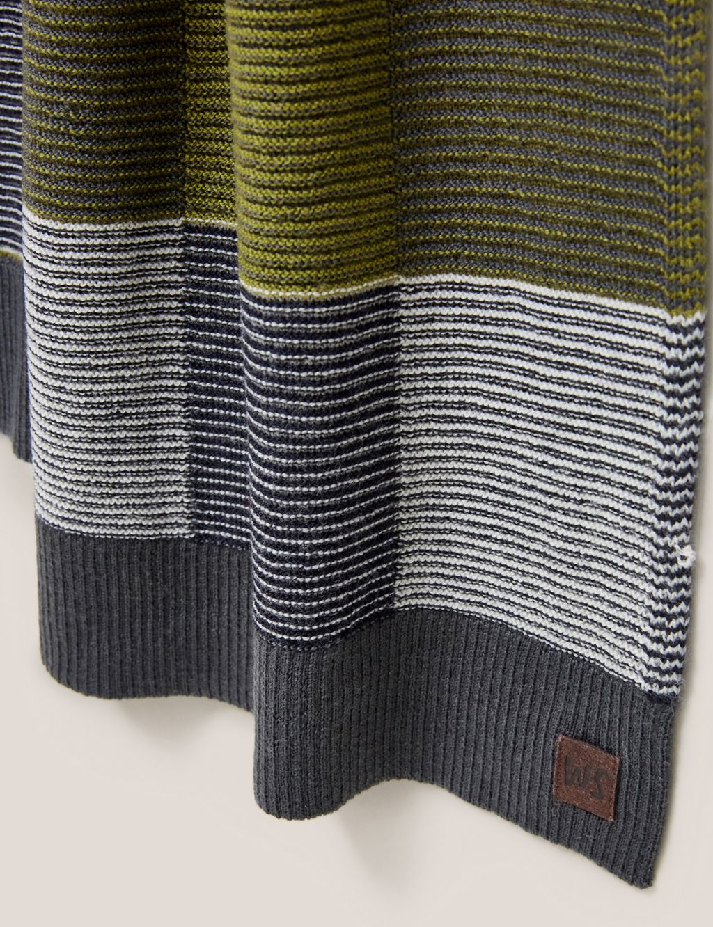 Merino Wool Knitted Checked Scarf image 4