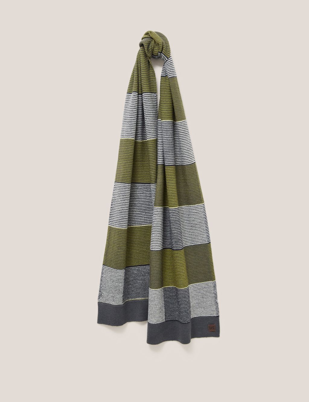 Merino Wool Knitted Checked Scarf image 1
