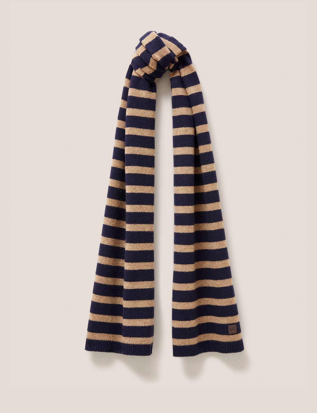 Wool Rich Striped Knitted Scarf image 1