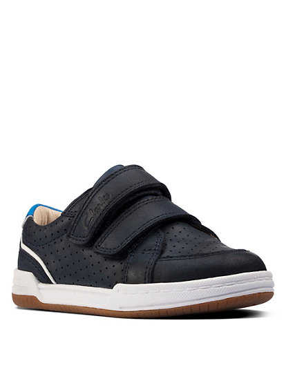 clarks baby leather riptape trainers (4 small- 9.5 small) - 4.5 sg - navy mix, navy mix