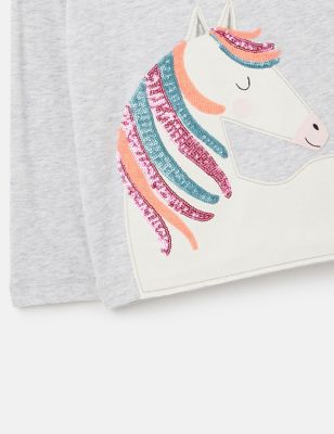 M&S Joules Girls Pure Cotton Unicorn Top (2-8 Yrs)