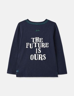 M&S Joules Boys Pure Cotton Slogan Top (2-8 Yrs)