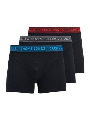 Jack & Jones Junior Boys 3pk Cotton with Stretch Trunks (8-16 Yrs) - 10y - Black Mix, Black Mix