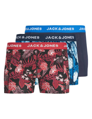 3pk Cotton Rich Floral Trunks (8-16 Yrs)
