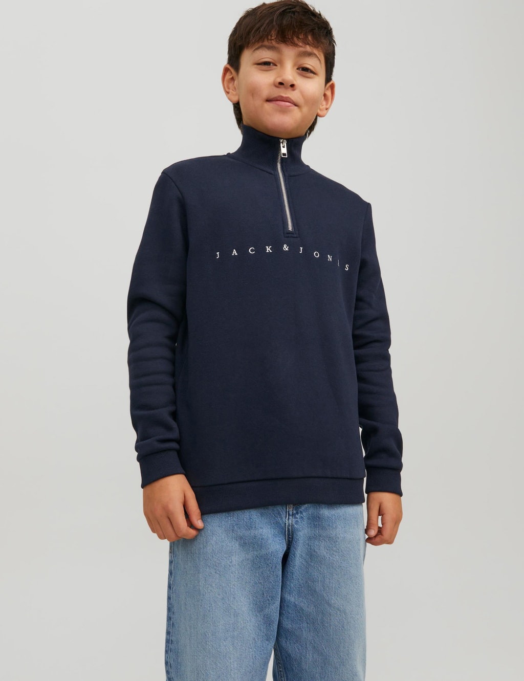 Cotton Rich Logo Half Zip Sweatshirt (8-16 Yrs) image 1