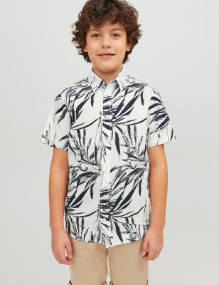 Pure Cotton Leaf Print Shirt (8-16 Yrs)